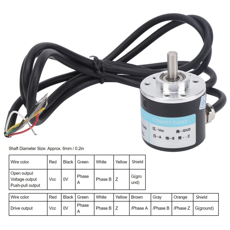 ABZ Encoder Incremental 3‑Phase Solid Shaft 6mm Motor Reducer Equipments