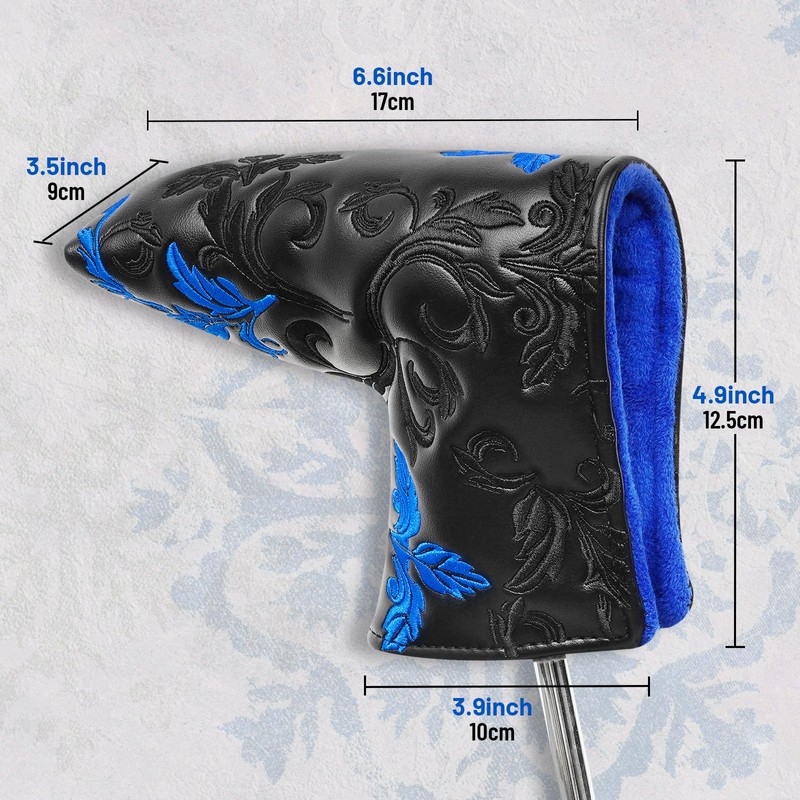 Craftsman Golf Black Floral Blade Putter Cover Headcover Protector