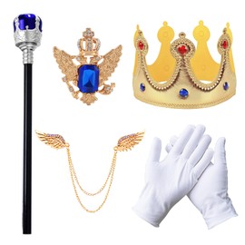 RuuYiicoco Boys Prince Charming Costume Cosplay Dress-Up Medieval Royal King Outfits for Kids (Blue, 9-10 Years)