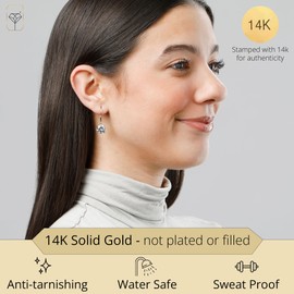 MAX + STONE Gold Leverback Cubic Zirconia Dangle Drop Earrings for Women | 8 CT.TW 14k Real Yellow Gold