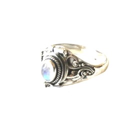 Poison Ring Bali Sterling Silver Locket Ring rainbow Moonstone AR04