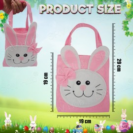Bunny Face Easter Bag, Pink Treat Bag for Easter Decorations and Party Favors, Easy to Hold 30cm Non-Woven Travel Bag