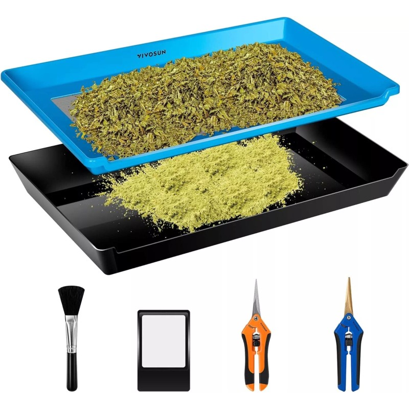VIVOSUN Heavy Duty 2-in-1 Trimming Tray,Dry Sift Screen Set W/