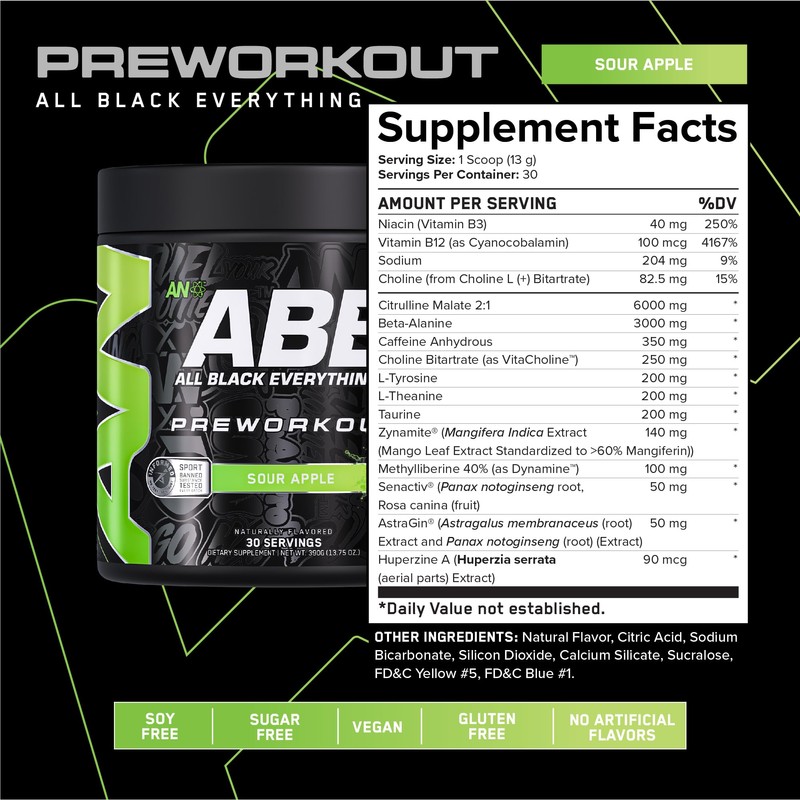 All Black Everything Pre-Workout Powder | Preworkout Energy Drink Mix
