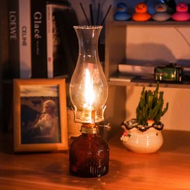 GXFCCYXT 2 Pieces Oil Lamps for Indoor Use Brown Vintage Glass Clear Kerosene Lamp Indoor Decorative Hurricane Lamp Oil Lantern for Home Tabletop Emergency Lighting TYH