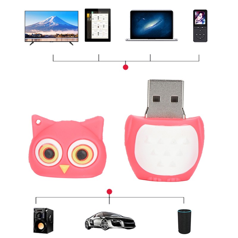 Cartoon U Disk Pink Owl Appearance High Speed Bulk Storage