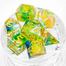 Sage's Essence of Nature Sharp Edge Resin Polyhedral Dice Set | Dnd Dice RPG