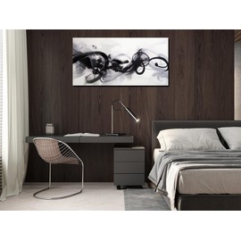 HONGRUIFAN Black White Wall Art Abstract Canvas 20x40 inch Print Painting Painting Geometric Lines Artwork for Office,Bedroom Dining Room