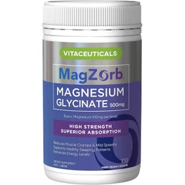 Vitaceuticals MagZorb High Strength Magnesium Glycinate 500mg – 100 Vegan Capsules | Muscle Health, Cramp Relief & Sleep Support | Pure, Bioavailable & Gentle on Stomach | Gluten-Free & Non-GMO