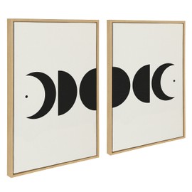Kate and Laurel Sylvie Modern Geometric Moon Phases Framed Canvas Wall Art Set by The Creative Bunch Studio, 2 Piece Set 23x33 Natural, Oversized Moon Art Set Wall Décor