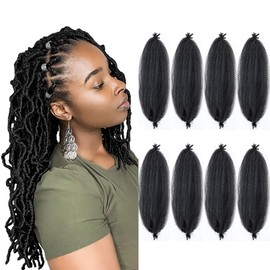 Alaleibaby Marley Hair 8 Packs Marley Twist Hair Afro Kinky Marley Braiding Hair 14 Inch Pre-Separated Springy Twist Hair Natural Black Marley Twist Crochet Braiding Hair