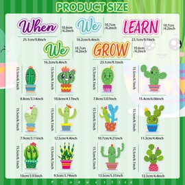 63 Pieces Cactus Bulletin Board Decoration Cactus Cutouts Classroom Decor Potted Cactus Paper Cuts Decor Set When We Learn We Grow Cut Outs Wall Decor with 100 Glue Point for School Classroom Decor