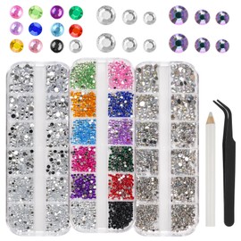 6000 pezzi di strass, strass di cristallo AB, con pinzette e penna, strass flatback per unghie/fai da te (diverse misure e colori)