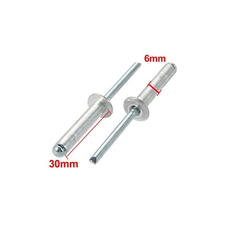 sourcing map Aluminum/Steel Open End Blind Rivets 6 mm x