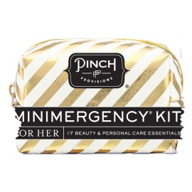 Pinch Provisions Beauty Minimergency Kit for Her Gift Gold/White Candy Stripes
