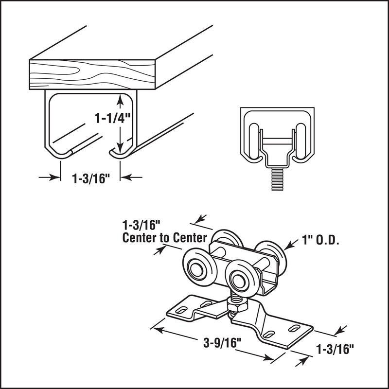 Prime-Line N 7410 Pocket Door Roller Assembly, 1 In. (outside