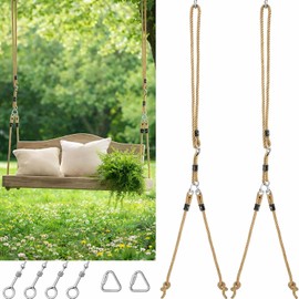 2 Pack Porch Swing Rope Kit Swing Bed Straps Holds 800 lbs Adjustable Polypropylene Rope Heavy Duty Claws for Porch Garden Playground(118 Inches, 9.84ft)