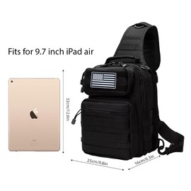 GAZJYUSP Tactical travel sling bag crossbody bag Small Hunting Hiking Bag over the shoulder bag Range Bag shoulder pack Chest Bag Daypack Military Molle EDC Backpack (Khaki)