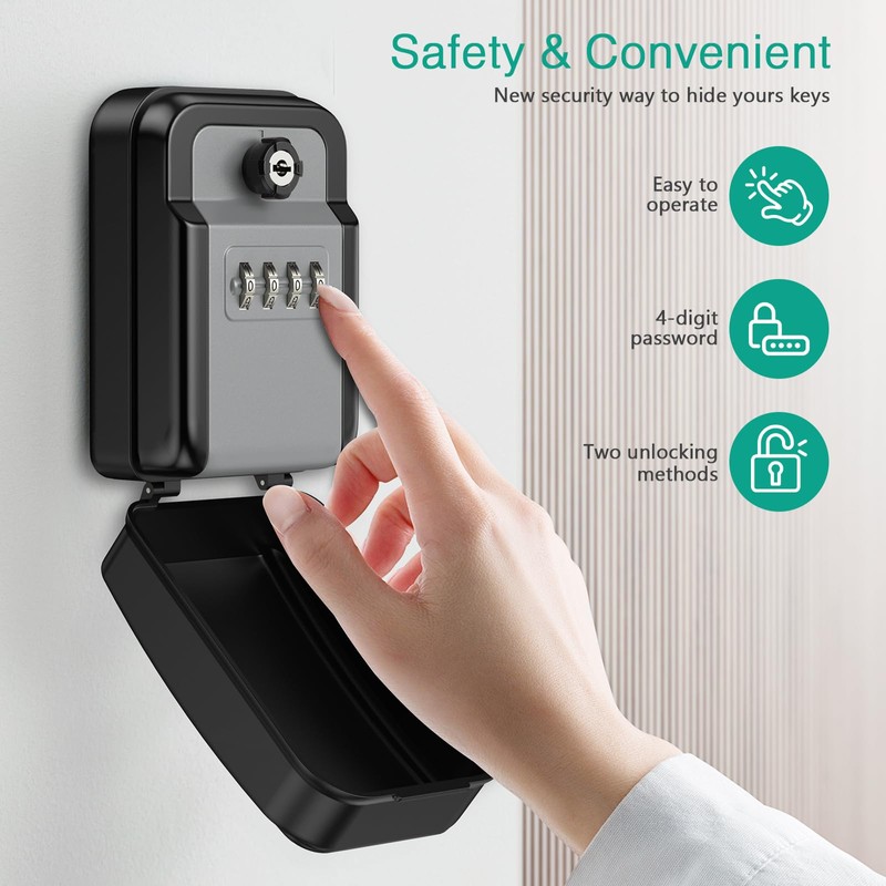 ORIA Key Lock Box, 5.3x2.4'' Key Safe Lock Box with