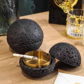 Cutfouwe Designer Windproof Stormproof Ashtray, Folding Stainless Steel Ashtray, Non-Slip Base Inside, Portable Ashtray for Garden and Balcony