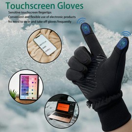lifwimner Kids Winter Cycling Gloves Touchscreen Thermal Fleece Sports Gloves for Boys Girls Anti-Slip Outdoor Gloves for Bike Cycling Skiing Running (Black, Large)