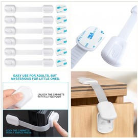 UrbanWaze 6 Pack Child Safety Cupboard Door Strap Locks | Proof Your Cabinets with No Trapped Finger - Easy Installation, Adjustable for Drawers Toilet Fridge Toddler Window Fridges Toilets Baby-Proof