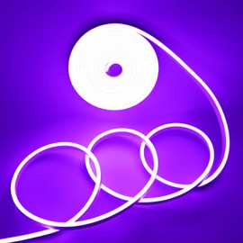 YM E-Bright Purple Led Neon Strip Light 5M 16.4Ft 600SMD Silicone Rope Lamp for Signboard Bar Home Building Indoor Outdoor Decoration Waterproof Flexible DC12V