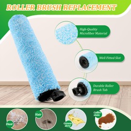 Set of Roller Brush and Foam Filters for Shark HydroVac MessMaster WD161 WD261 AW261 Wet Dry Vacuum Cleaner Accessories Replacement