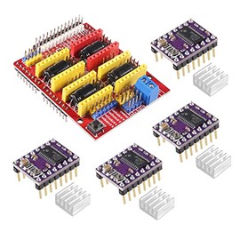 AITIAO 4Pcs DRV8825 Stepper Motor Driver Module with Heat Sink+ CNC Shield Expansion Board V3.0 for Engraver 3D Printer Ramps 1.4 StepStick