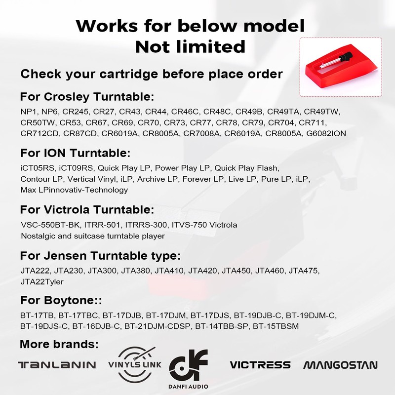 VINYLS LINK 2-Pack Record Player Needle Replacement, Compatible with Jenson