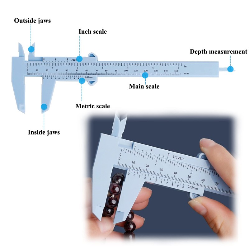 OHYER 4 Pieces Plastic Vernier Caliper with Double Scale Vernier