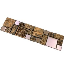 Hominter B963 - Azulejo de muestra de 3 x 12 pulgadas, acero inoxidable de cobre y mezcla de resina, diseño de acabado en roca 3D, perfecto para salpicaduras de cocina, ducha de baño y acento