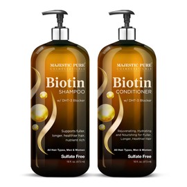 Majestic Pure MAJESTIC PURE Biotin Shampoo and Conditioner Set with DHT Blocker Complex - Hydrating, Nourishing & Supporting Healthy Hair, Sulfate Free, for Men & Women - 16 fl oz each