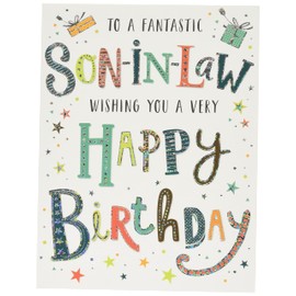 Piccadilly Greetings Modern Birthday Card Son in Law - 8 x 6 inches - Regal Publishing,Light Grey