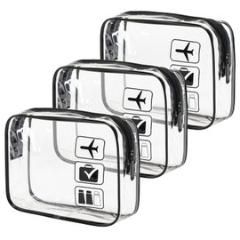 Triko Set de 3 Bolsas de Viaje para Aseo Aprobada por la TSA, Bolsas para Artículos de Tocador Transparentes, Bolsa de Cosméticos de Viaje, Cosmetiquera de Viaje Compatible con Aeropuerto