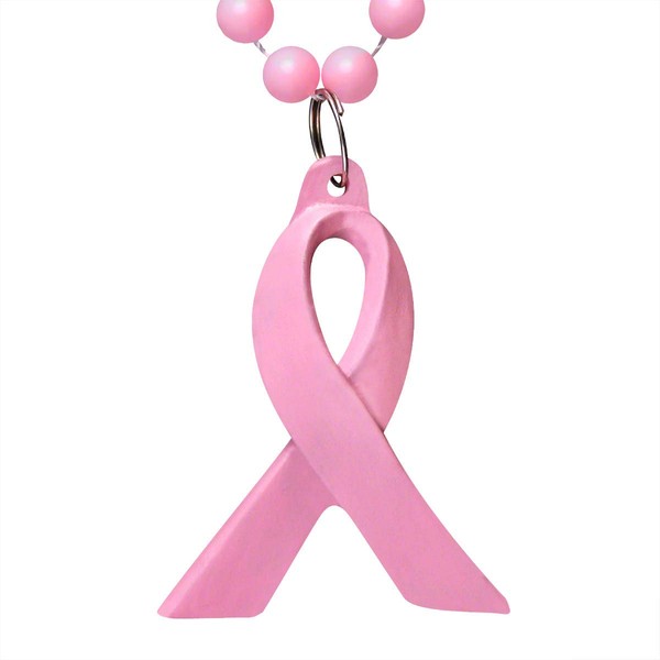 FlashingBlinkyLights Breast Cancer Awareness Pink Ribbon Bead Necklace (Set of 12)