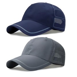 TAGVO Quick-Drying Baseball Cap for Men Women, Pack of 2 Adjustable Sun Protection Sports Mesh Baseball Cap, Lightweight, Breathable and Foldable Baseball Cap, Sun Hat for Travel, Outdoor Running