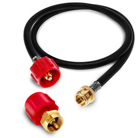 Gas One Propane Refill Adapter and 4ft Propane Hose Adapter 1lb to 20lb - Propane Cylinder with Type 1 - Fits All 1 LB Throwaway Disposable Cylinder