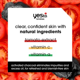 Yes To Tomatoes Clear Skin Detoxifying Charcoal Mud Mask For Acne Prone Skin Draw Out Impurities And Prevent Breakouts Contains Salicylic Acid 96 Natural Ingredients, Red, Tomato, 2.006 Fl Oz