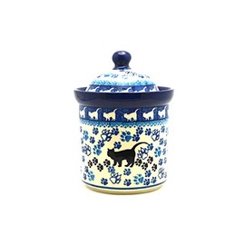 Polish Pottery Cat Treat Canister - 2 cups - Boo Boo Kitty