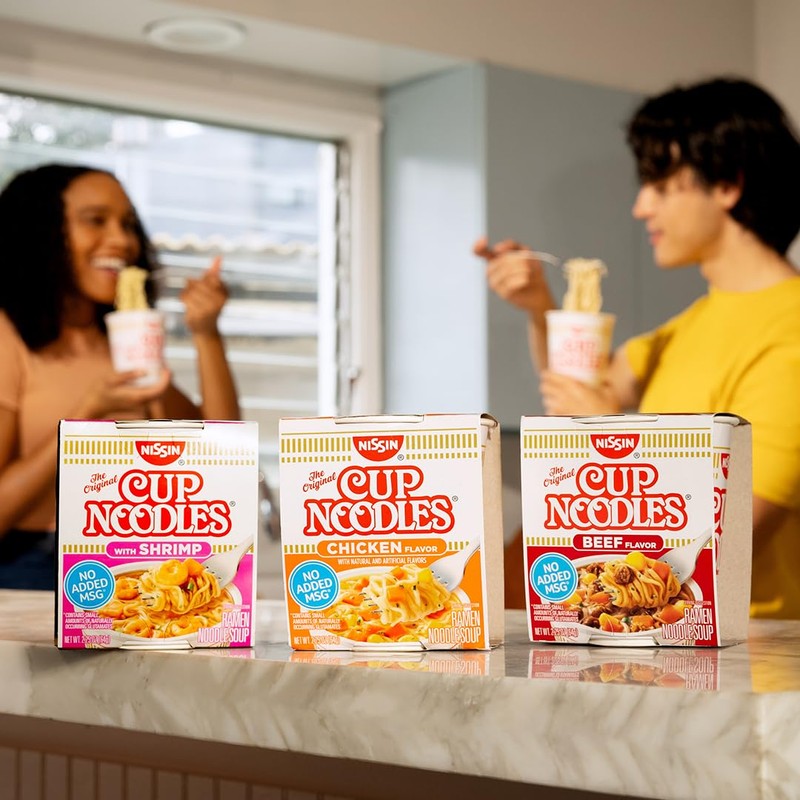 Nissin Cup Noodles Soup, Shrimp Flavor, Microwaveable Paper Cups, Instant