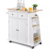 Costway Rolling Kitchen Island Utility Trolley w/Storage Cabinet & Spice