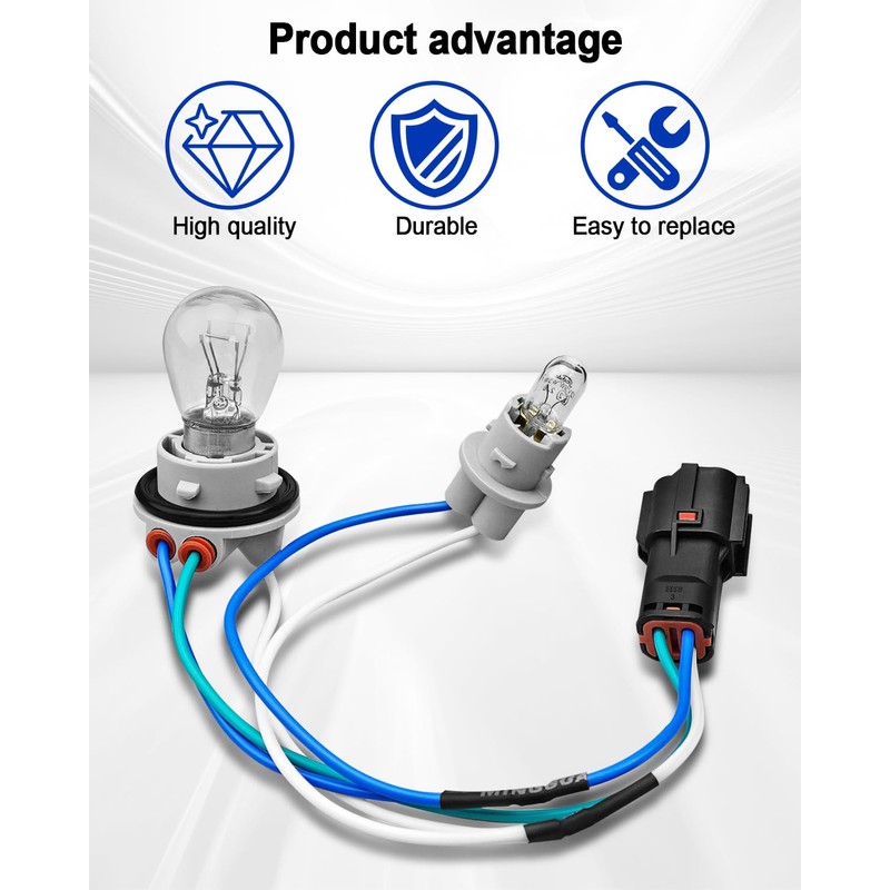 AUGREX Tail Light Lamp Rear Socket and Wire Harness w/Bulb