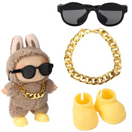 Doll Outfit Set, Stylish Sunglasse & Gold Necklace & Cute Yellow Shoes Decor Clothes Accessories Decorations for Dolls (No Doll)