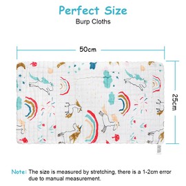 AYESY Muslin Squares Cloth for Baby,6 Pack 25cm x 50cm Burp Cloths for Baby,100% Cotton 6 Layers Extra Soft and Absorbent Baby Burping Cloth Muslin Squares for Newborn Boys Girls