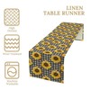 Farmhouse Sunflower Table Runner Flower Black White Checkered Background Art