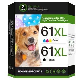 61XL Ink Cartridge Black/Color Replacement for HP Ink 61 for HP 61 Ink Cartridge Combo Pack Works with Envy 4500 5530 4501 4502 1000 1010 1050 1510 2050 2510 2540 2620 4630 Printer (2 Pack)