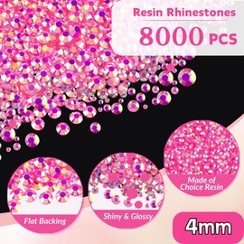 8000PCS 4mm Resin Jelly Rhinestones for Bedazzling, Light Pink AB Bulk Flatback Bedazzled Gems for Crafting Crafts DIY, Diamonds Charms Crystal for Shoes Clothing Bottles Tumblers Fabric Nail Art