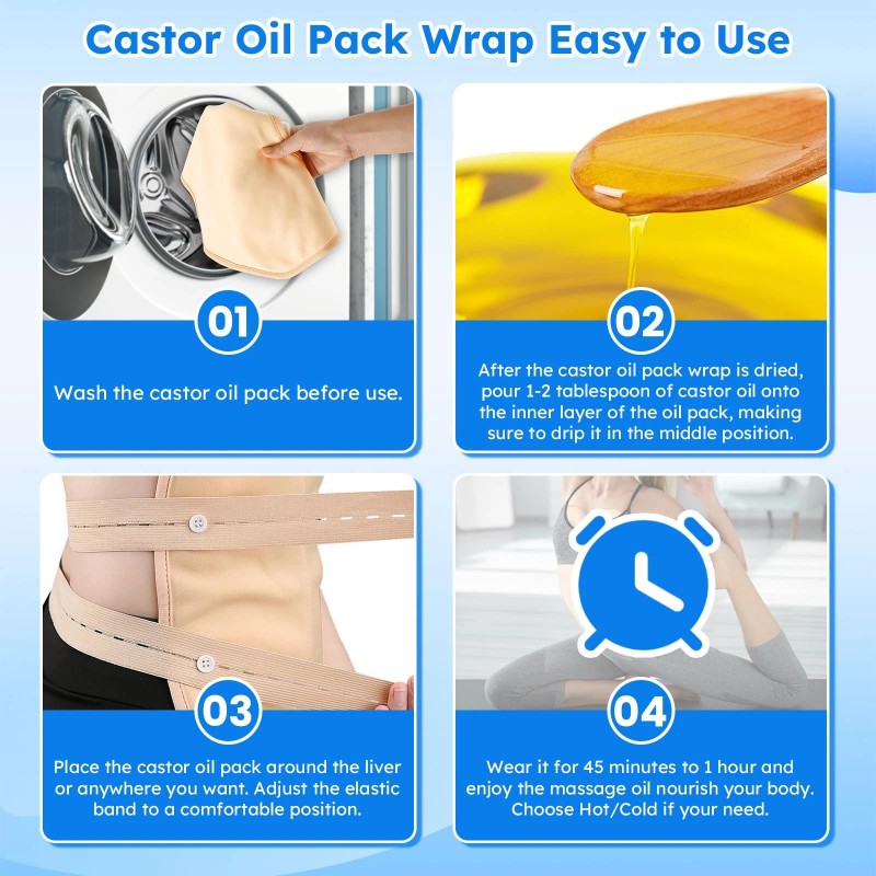 Qupite Castor Oil Pack Wrap10 pcs Reusable Organic Castor Oil