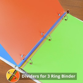 FUCDTEFC Binder Dividers with Tabs, Sturdy Plastic 3 Ring Binder with 8-Tabs, Colorful Page Protectors for School, 3 Set (24 Pcs)